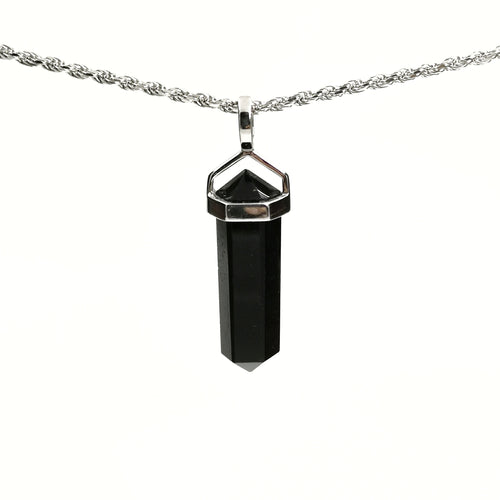 Black Tourmaline Double Pointed Pendant