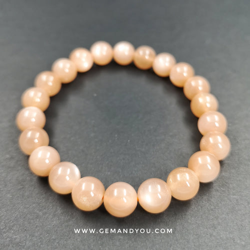 Peach Moon Stone Bracelet 8mm