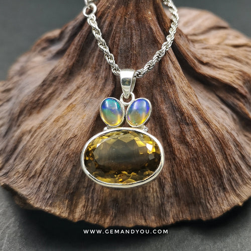 Citrine with Opal Pendant 21mm*18mm*9mm